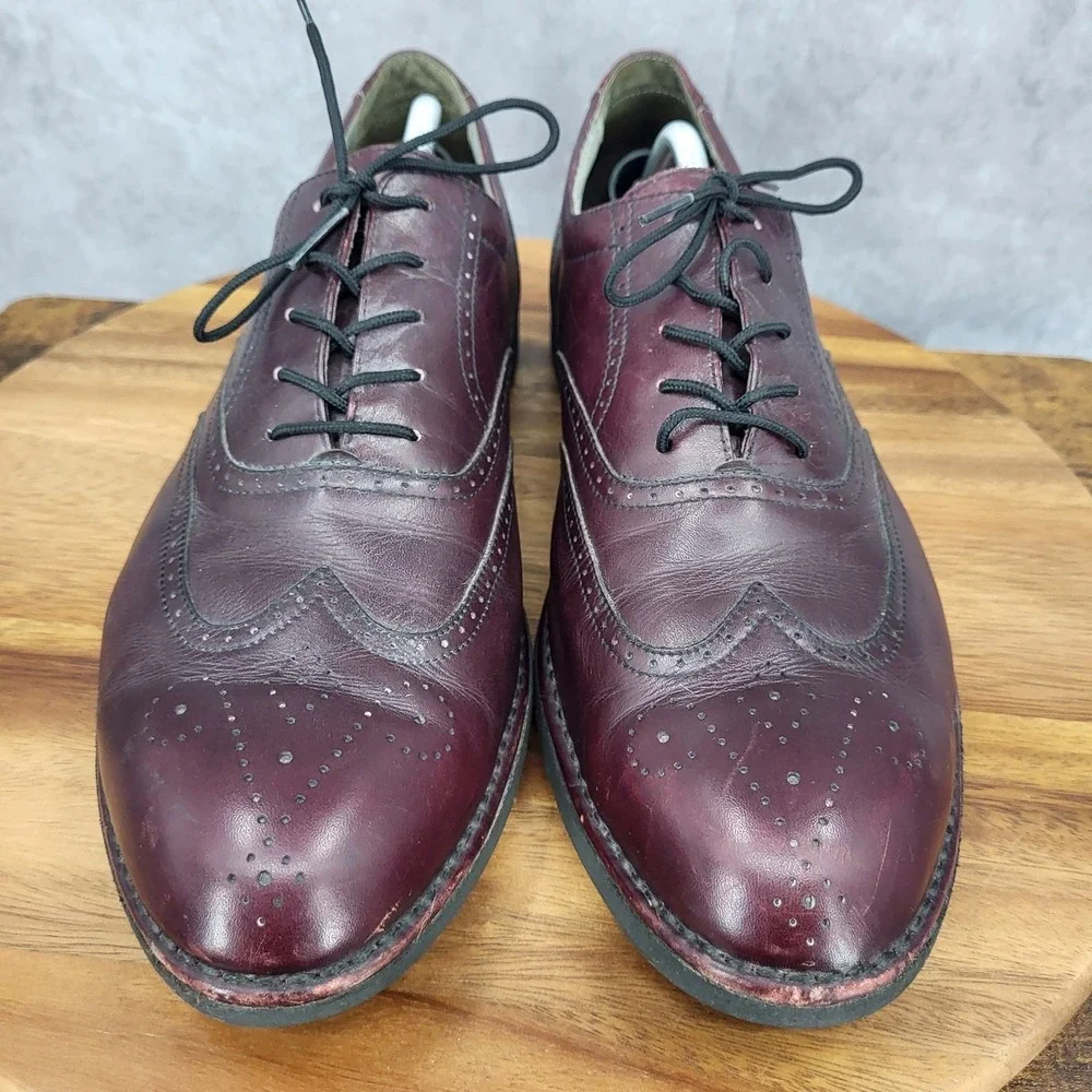 DresSports Rockport Oxford Shoes Mens 11.5 Burgundy Leather Wingtip Brogue Dress